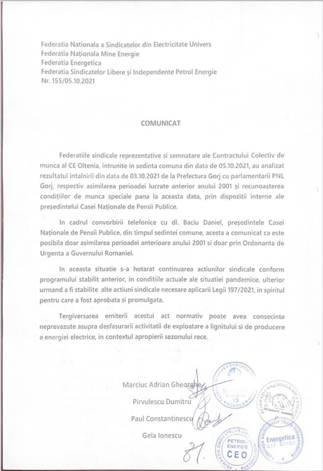 comunicat - Jurnalul Olteniei – Știri din Craiova și Oltenia