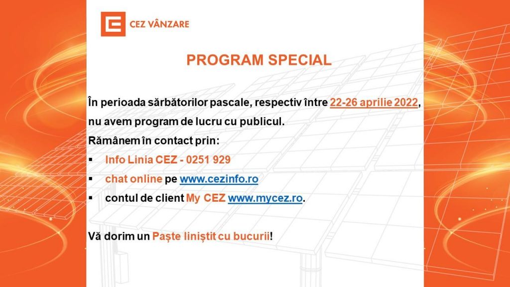 Centrele-de-Relatii-cu-Clientii-CEZ-Vanzare-nu-vor-avea-program-de-lucru-cu-publicul-in-perioada-22-aprilie-–-26-aprilie_ - Jurnalul Olteniei – Știri din Craiova și Oltenia